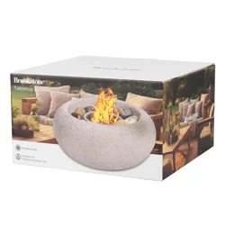 Brookstone Light Grey Cement Firebowl With Natural Stone