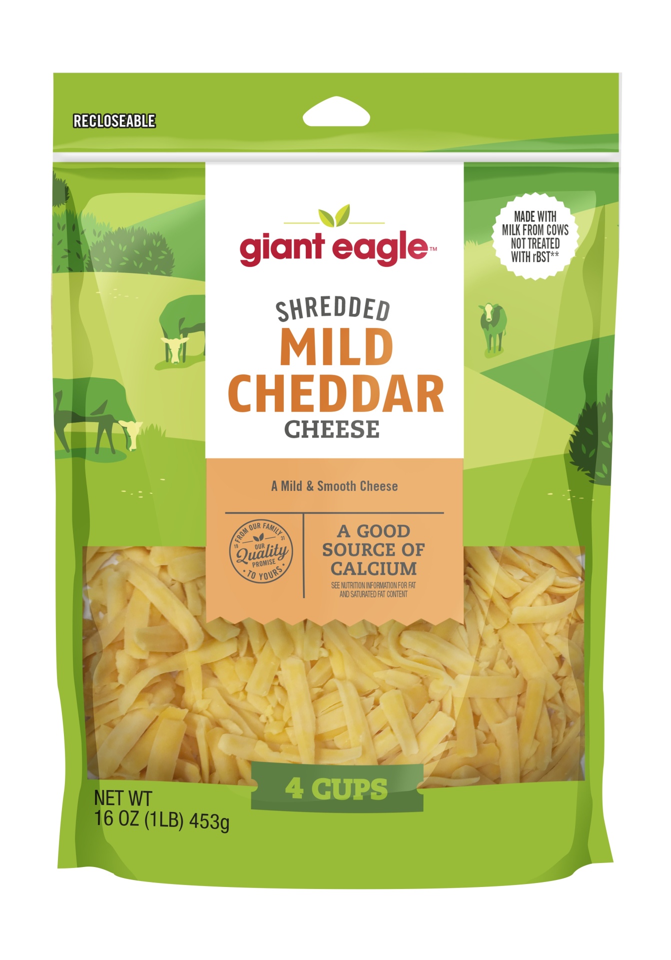 slide 1 of 1, Giant Eagle Mild Cheddar Shredded Cheese, 16 oz