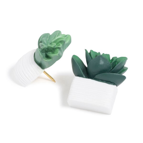 slide 4 of 4, U Brands® Potted Succulent Push Pins, White, Set Of 8 Pins, 1 ct