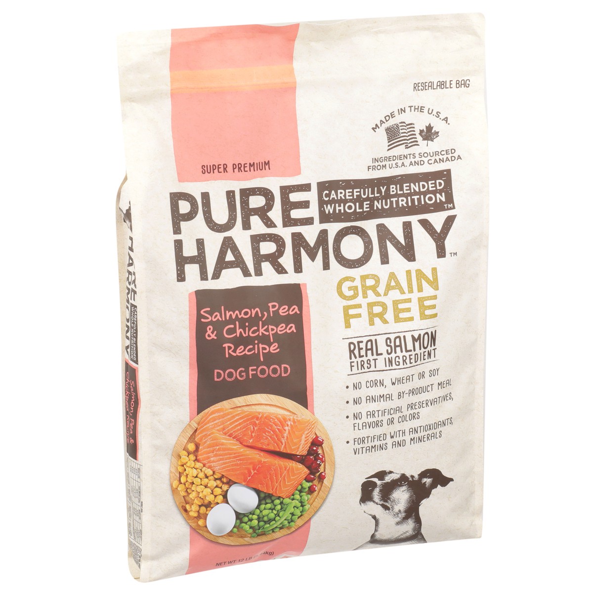 slide 8 of 9, Pure Harmony Grain Free Salmon, Pea & Chickpea Recipe Dog Food, 12 lb