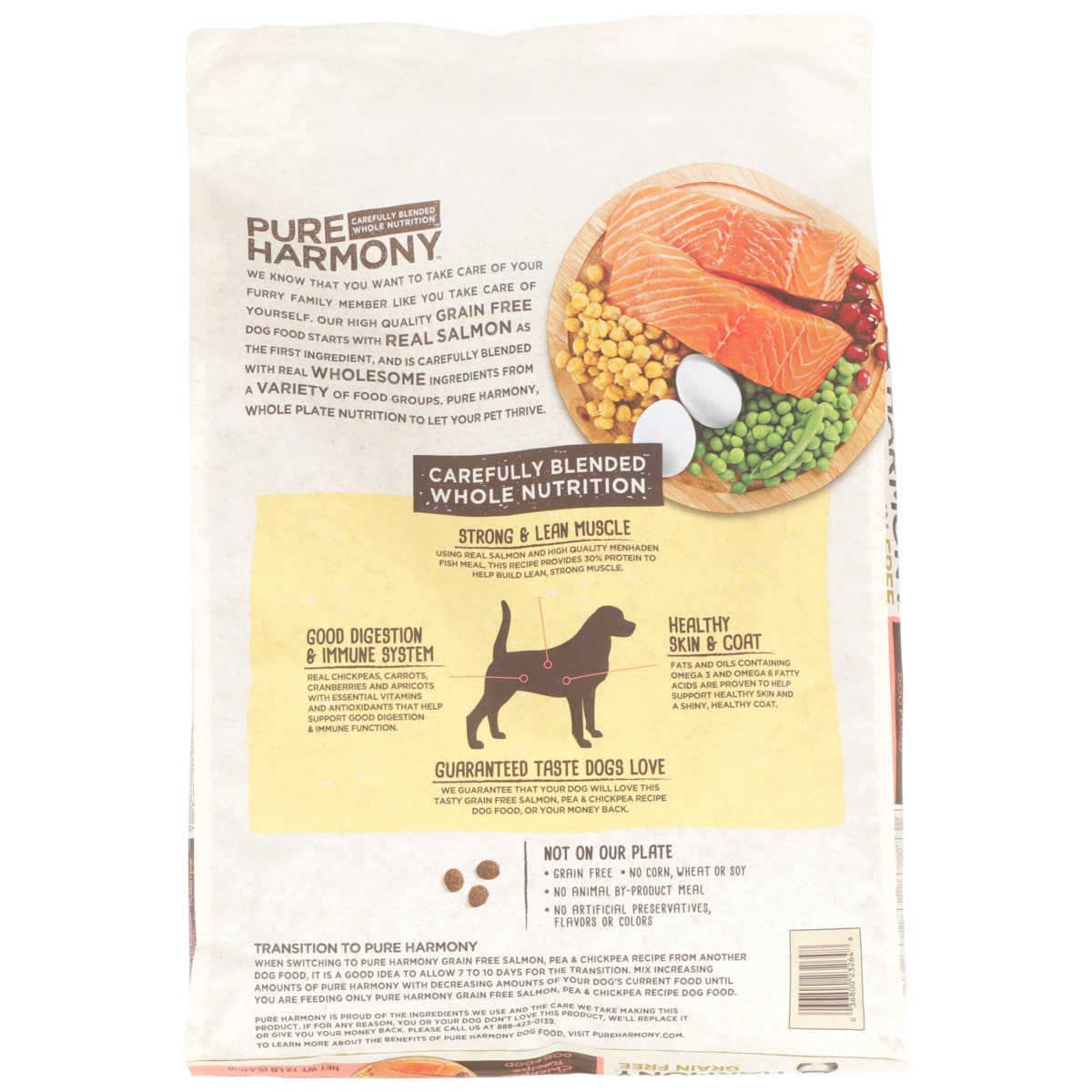 slide 3 of 9, Pure Harmony Grain Free Salmon, Pea & Chickpea Recipe Dog Food, 12 lb