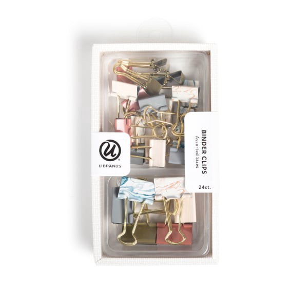 slide 1 of 4, U Brands® Binder Clip Set, Assorted Sizes, Set in Stone, Set Of 24 Clips, 1 ct