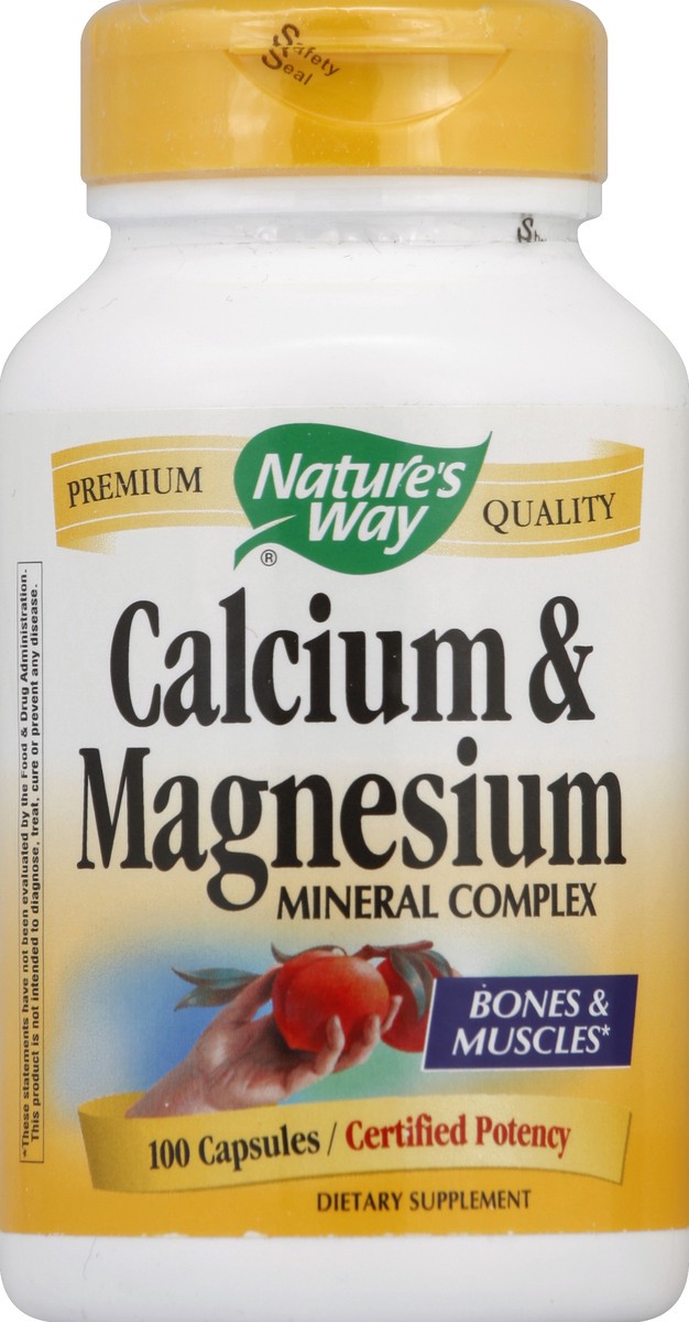 slide 2 of 3, Nature's Way 750 mg Bone Health & Muscle Function Calcium & Magnesium 100 Capsules, 100 ct