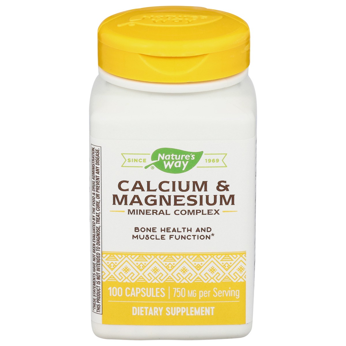 slide 1 of 3, Nature's Way 750 mg Bone Health & Muscle Function Calcium & Magnesium 100 Capsules, 100 ct