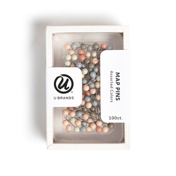 slide 1 of 4, U Brands® Map Push Pins, Set In Stone, Set Of 100 Pins, 1 ct