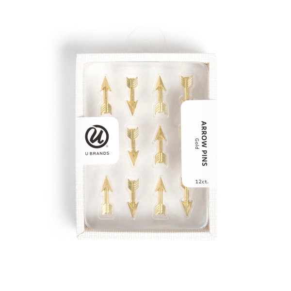 slide 1 of 4, U Brands® Arrow Push Pins, Gold, Set Of 12 Pins, 1 ct