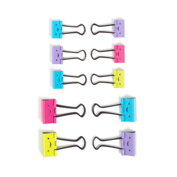 slide 3 of 4, U Brands® Binder Clip Set, Assorted Sizes, Smiley Face, Set Of 24 Clips, 1 ct