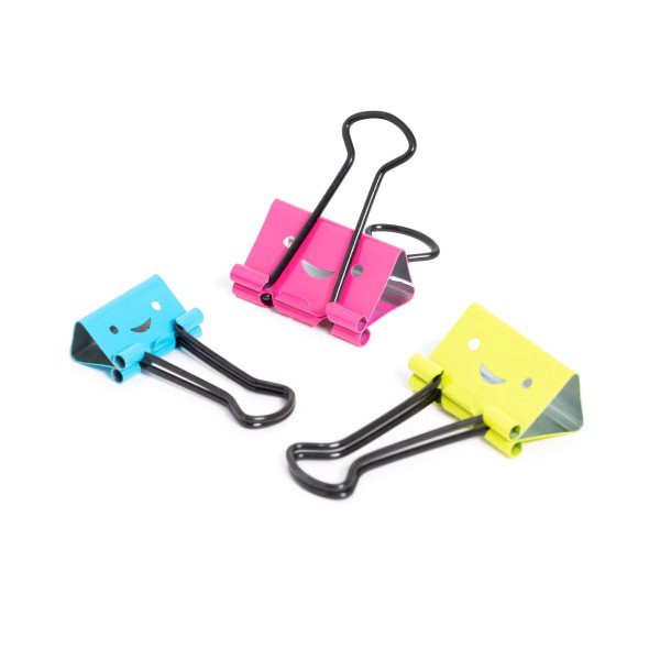 slide 4 of 4, U Brands® Binder Clip Set, Assorted Sizes, Smiley Face, Set Of 24 Clips, 1 ct