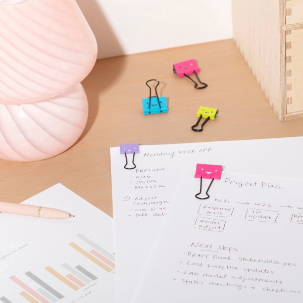 slide 2 of 4, U Brands® Binder Clip Set, Assorted Sizes, Smiley Face, Set Of 24 Clips, 1 ct