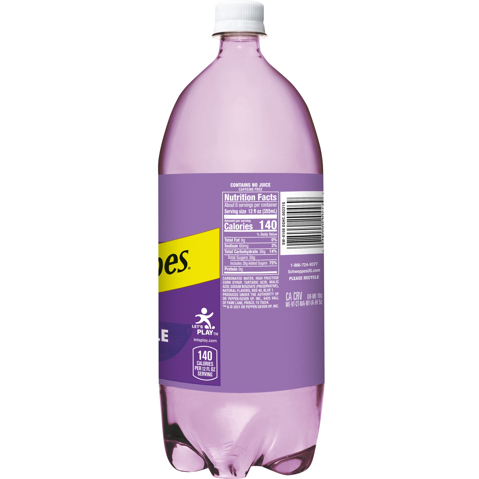 slide 4 of 4, Schweppes Caffeine Free Dry Grape Ginger Ale - 2 liter, 67.62 fl oz