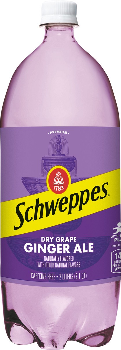 slide 1 of 4, Schweppes Caffeine Free Dry Grape Ginger Ale - 2 liter, 67.62 fl oz