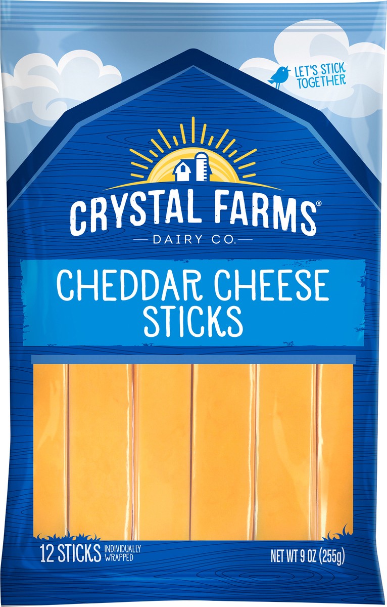 slide 3 of 6, Crystal Farms Cheddar Cheese Sticks, 9 oz, 12 Count, 12 ct