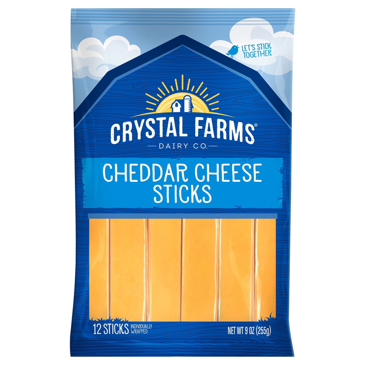 slide 4 of 6, Crystal Farms Cheddar Cheese Sticks, 9 oz, 12 Count, 12 ct