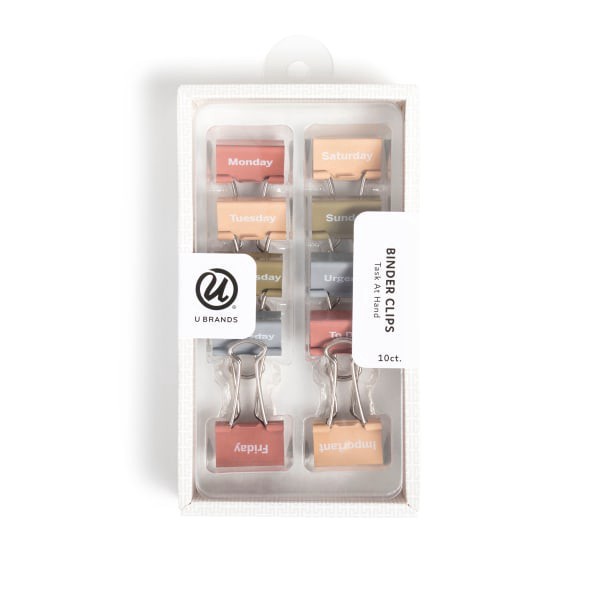 slide 1 of 4, U Brands® Task at Hand Binder Clips, 25mm, Set In Stone, Set Of 10 Clips, 1 ct