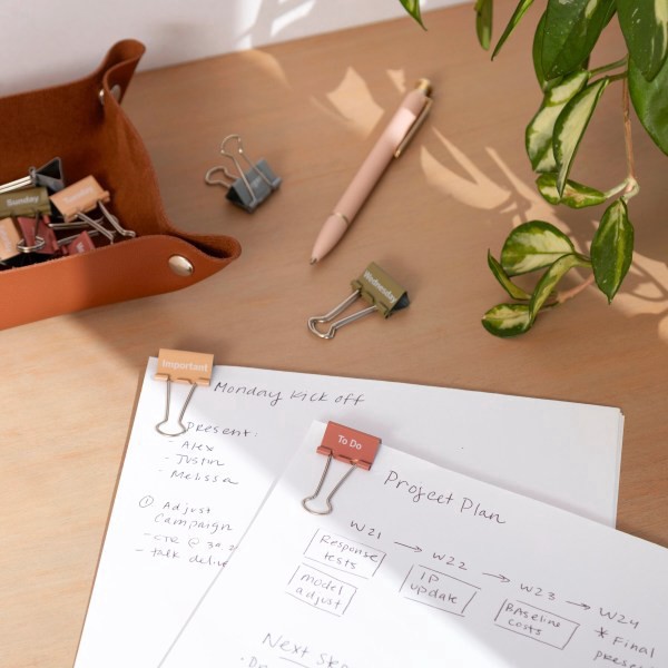 slide 2 of 4, U Brands® Task at Hand Binder Clips, 25mm, Set In Stone, Set Of 10 Clips, 1 ct