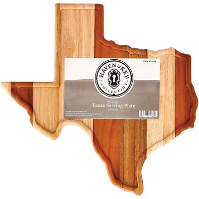 slide 1 of 1, Haven & Key Mixed Wood Texas Shape Serving Plate, 11 in