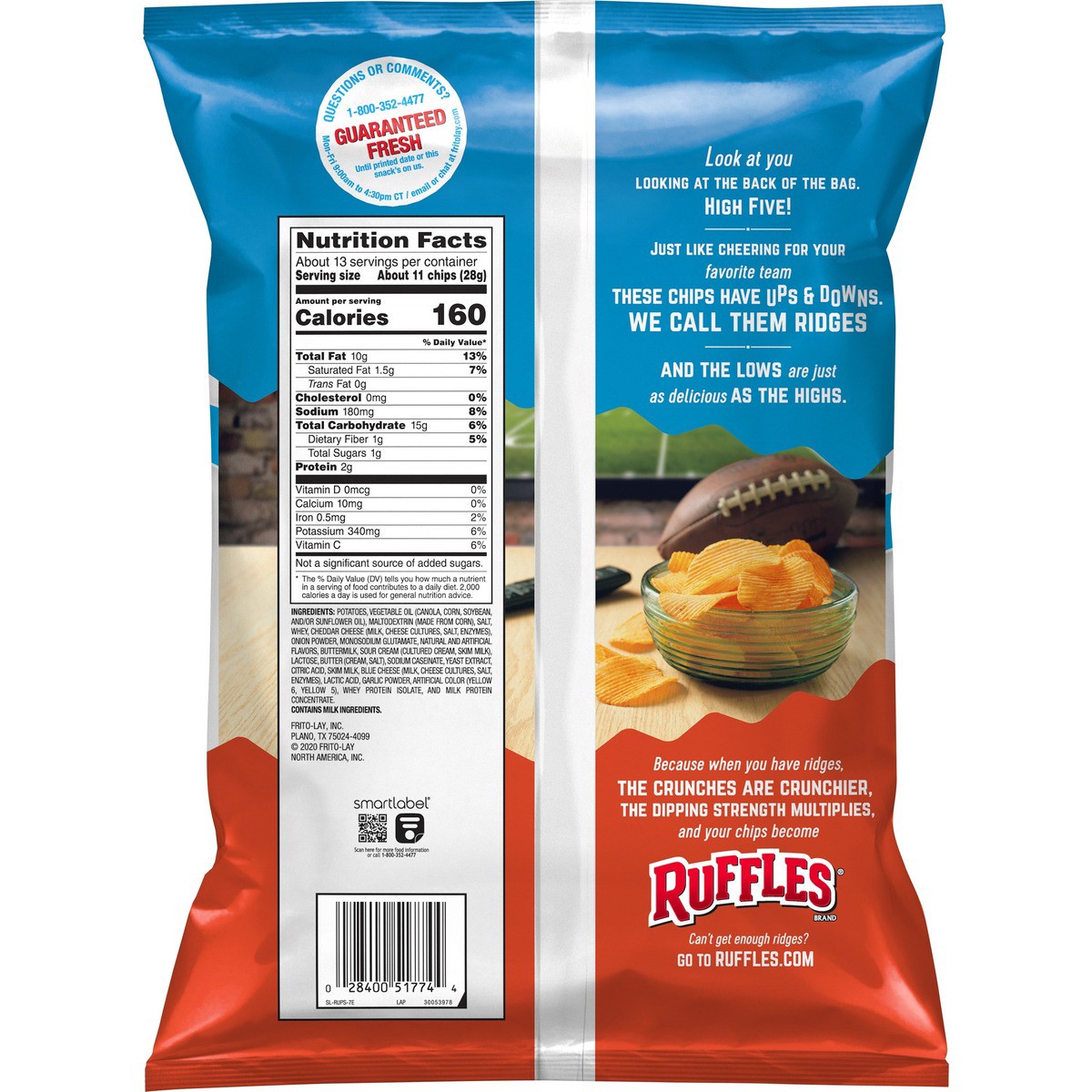 slide 3 of 8, Ruffles Potato Chips, Cheddar & Sour Cream Flavored, Party Size,, 12.5 oz