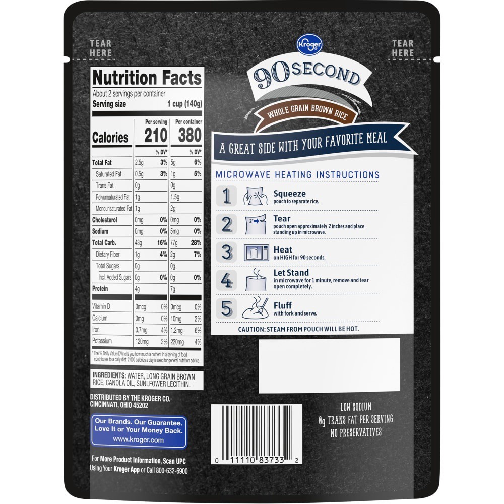 slide 2 of 2, Kroger 90 Second Whole Grain Brown Rice, 8.8 oz