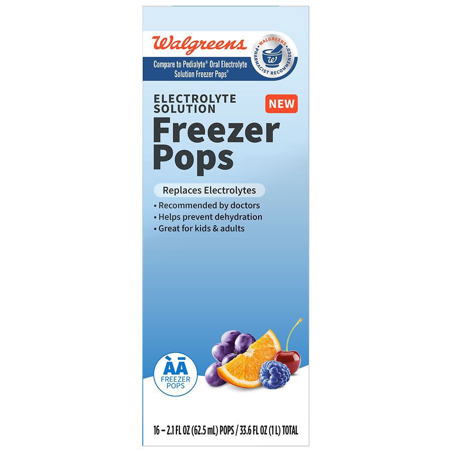 slide 1 of 5, Walgreens Electrolyte Solution Freezer Pops Grape, Blue Raspberry, Cherry & Orange, 16 ct; 2.1 fl oz