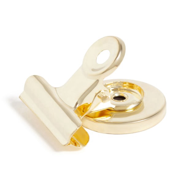 slide 2 of 4, U Brands® Magnetic Bulldog Clips, Gold, Set Of 3 Clips, 1 ct