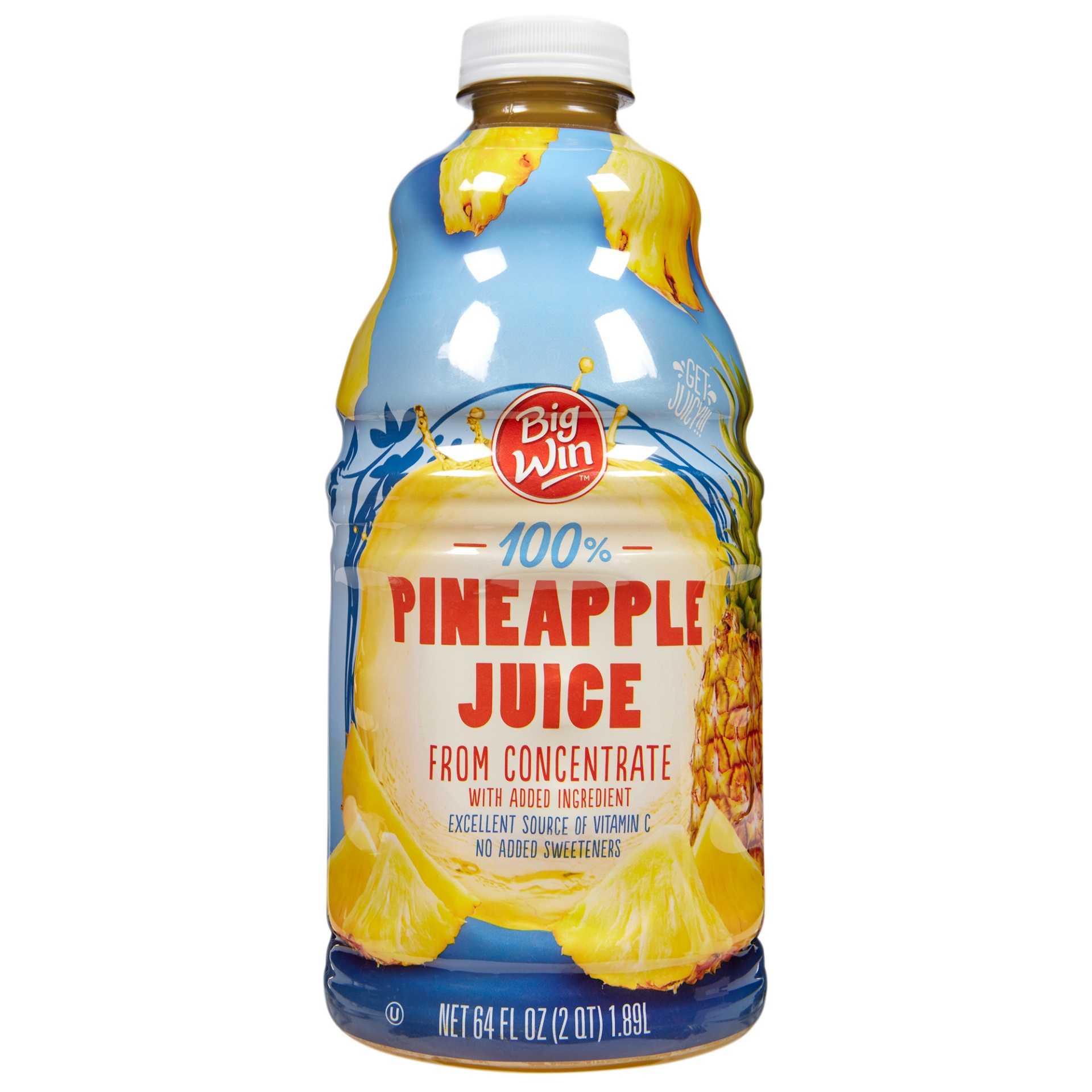 slide 1 of 2, Big Win 100% Pineapple Juice, 64 fl oz