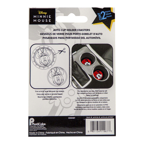 slide 3 of 5, Disney Plasticolor Disney Minnie Mouse Auto Coasters, 2 ct