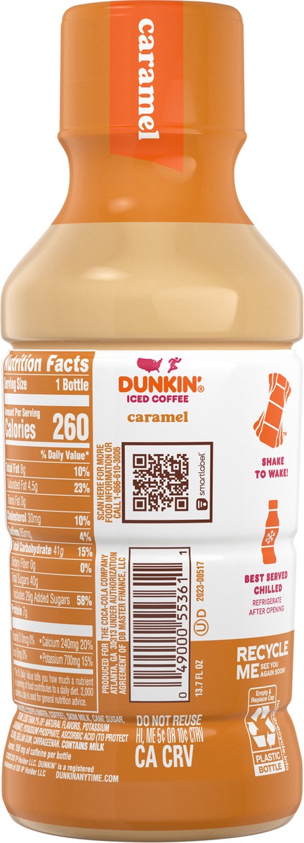 slide 11 of 11, Dunkin' Iced Coffee Caramel Bottle, 13.7 fl oz, 13.7 fl oz