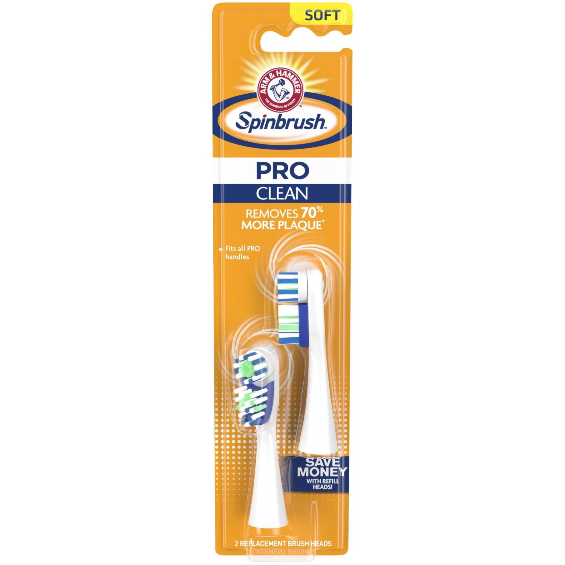 slide 1 of 5, ARM & HAMMER Spinbrush Pro Clean Replacement Heads, 2 ct