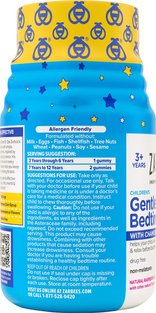 slide 3 of 12, Zarbee's Naturals Children's Gentle Bedtime with Chamomile Gummies, Natural Raspberry Lemon Flavor, 30 Count, 30 ct