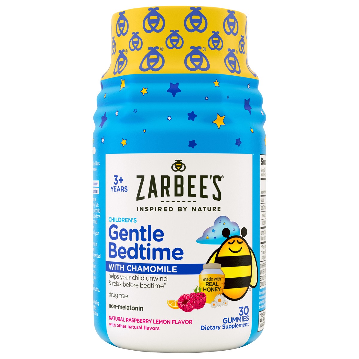 slide 4 of 12, Zarbee's Naturals Children's Gentle Bedtime with Chamomile Gummies, Natural Raspberry Lemon Flavor, 30 Count, 30 ct