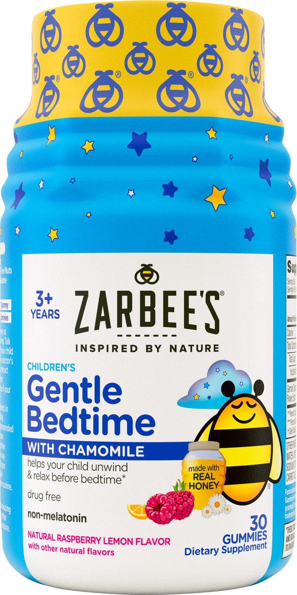 slide 9 of 12, Zarbee's Naturals Children's Gentle Bedtime with Chamomile Gummies, Natural Raspberry Lemon Flavor, 30 Count, 30 ct