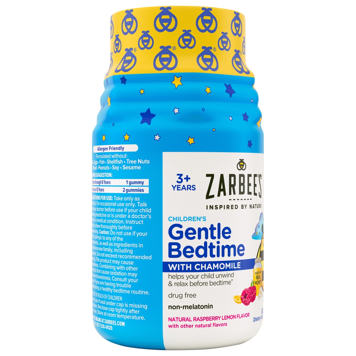 slide 5 of 12, Zarbee's Naturals Children's Gentle Bedtime with Chamomile Gummies, Natural Raspberry Lemon Flavor, 30 Count, 30 ct