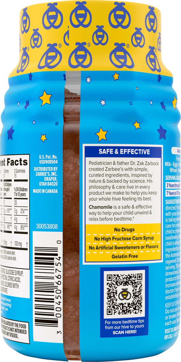 slide 12 of 12, Zarbee's Naturals Children's Gentle Bedtime with Chamomile Gummies, Natural Raspberry Lemon Flavor, 30 Count, 30 ct