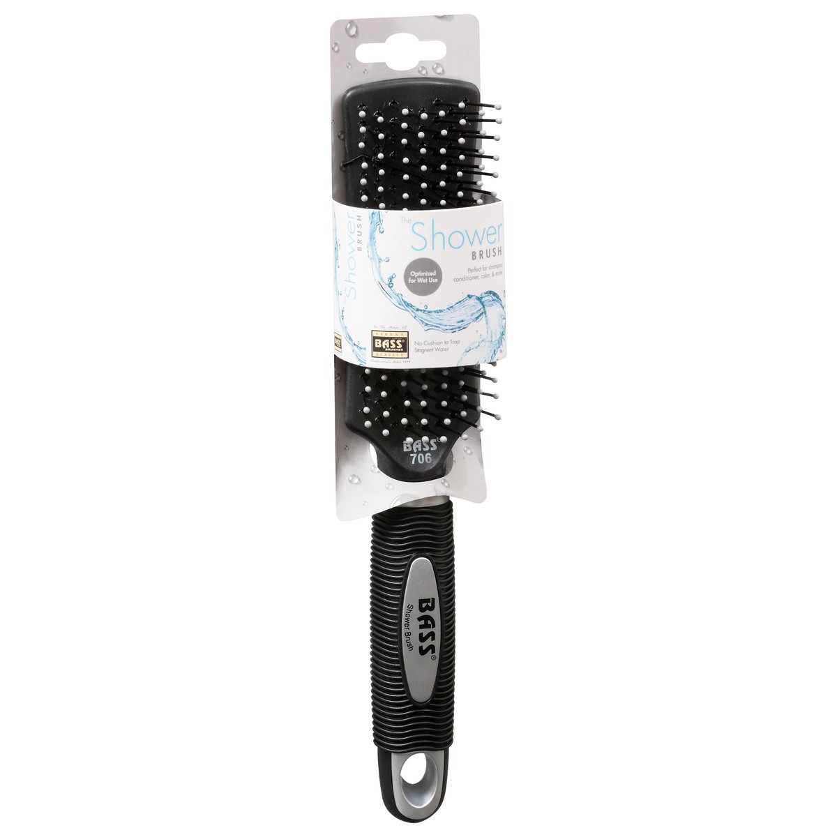 slide 9 of 9, Bass Brushes Professional Grade Rubber Grip Handle Shower Brush, Nylon Pin, 1 ct