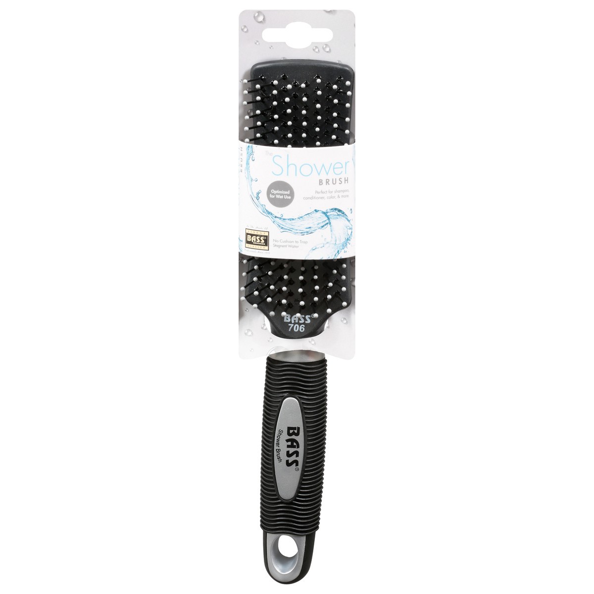 slide 1 of 9, Bass Brushes Professional Grade Rubber Grip Handle Shower Brush, Nylon Pin, 1 ct