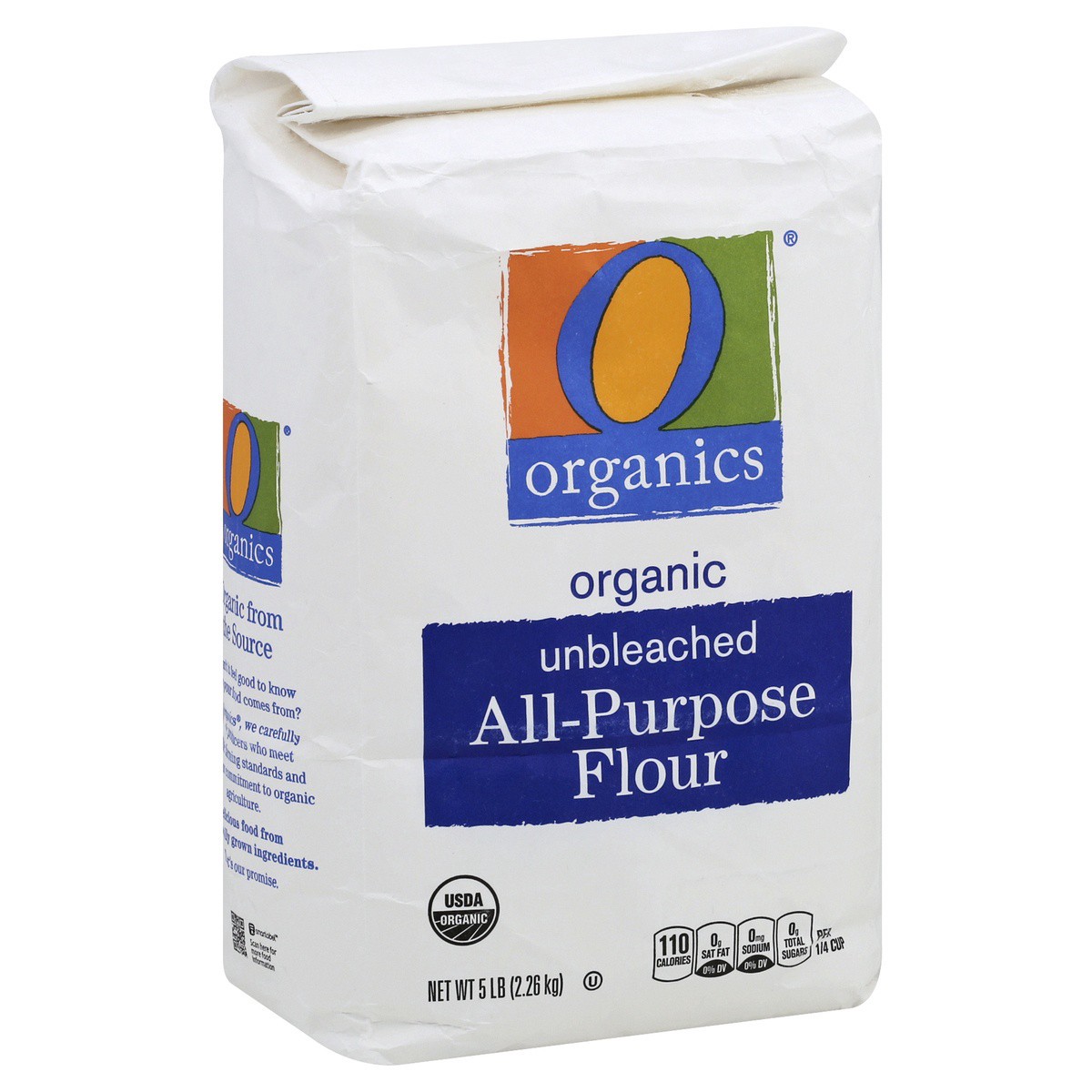 slide 1 of 5, O Organics Organic Flour All Purpose Unbleached, 5 lb