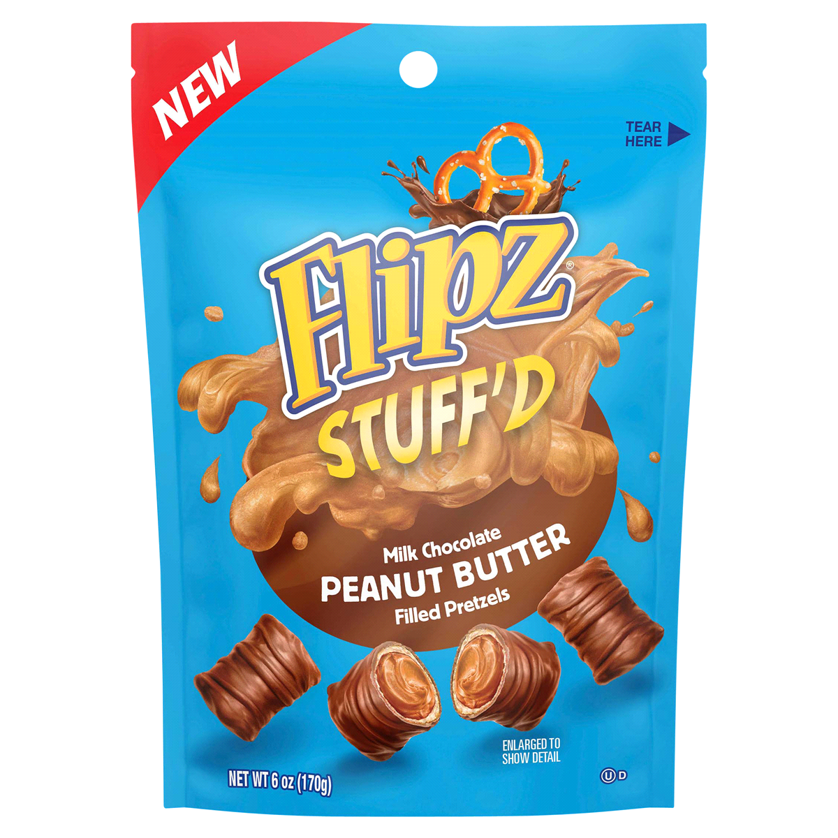 slide 1 of 1, Flipz Stuff'D Milk Chocolate Peanut Butter Filled Pretzels, 6 oz