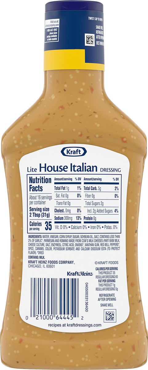 slide 14 of 14, Kraft House Italian Lite Salad Dressing, 16 fl oz Bottle, 16 fl oz