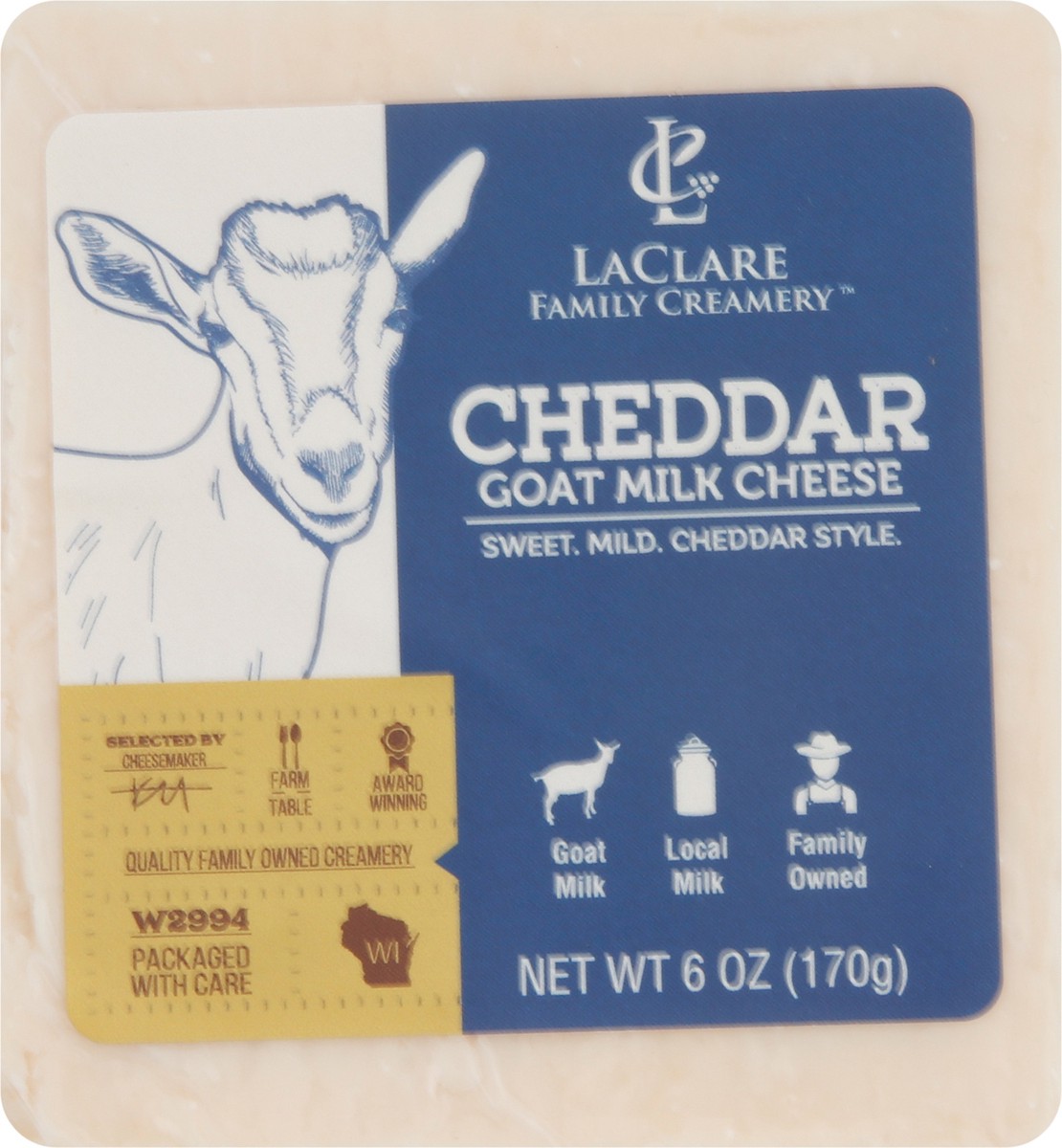slide 3 of 3, LaClare Farms Laclare Family Creamery Cheddar Goat Milk Cheese, 6 oz