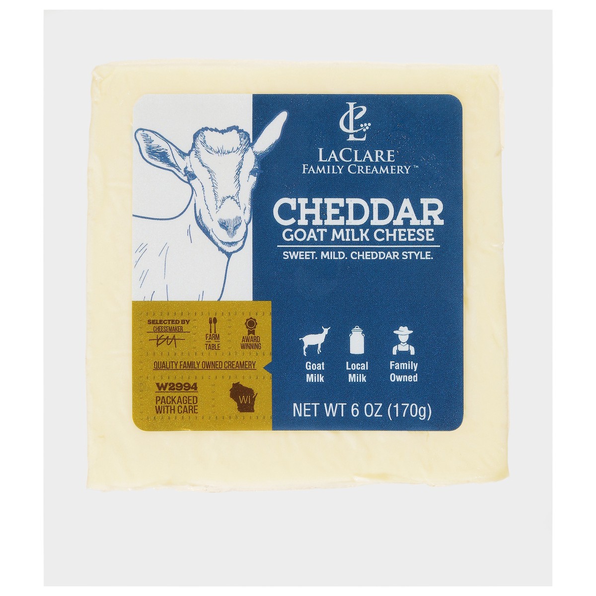 slide 1 of 3, LaClare Family Creamery Goat Milk Cheddar Cheese 6 oz, 6 oz