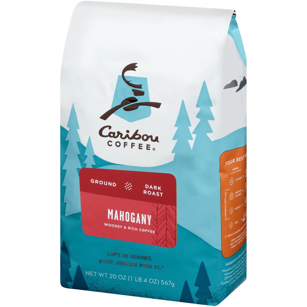 slide 8 of 12, Caribou Coffee Mahogany Dark Roast Ground Coffee 20 oz. Bag, 20 oz