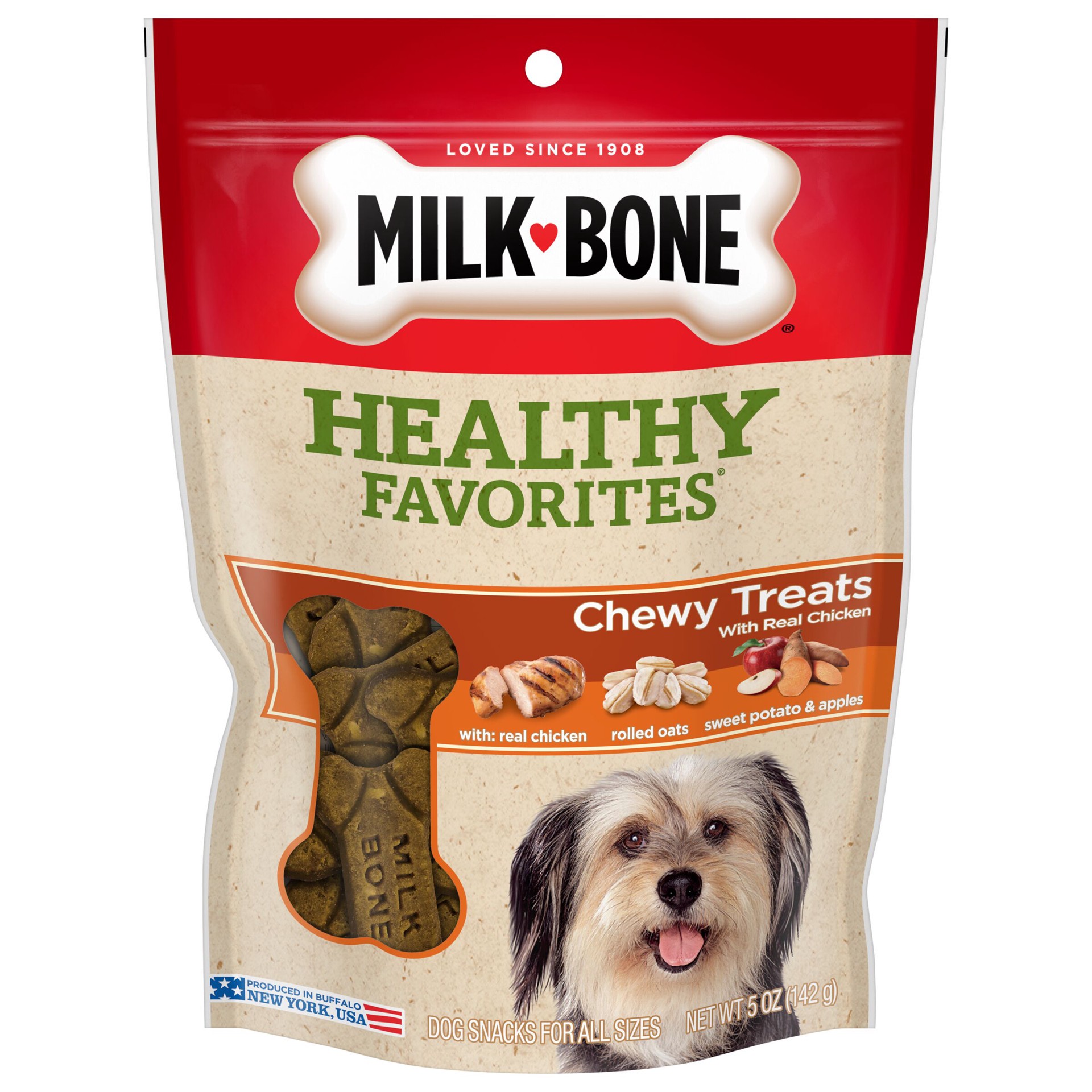 slide 1 of 5, Milk-Bone Healthy Favorites Chewy Dog Treats With Real Chicken, 5-Ounce, 5 oz