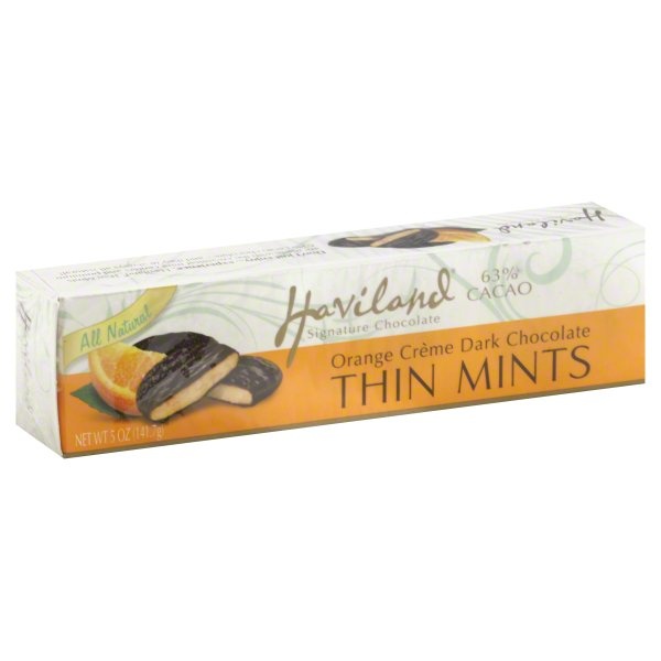 slide 1 of 1, Haviland Thin Mints, Orange Creme Dark Chocolate, 5 oz