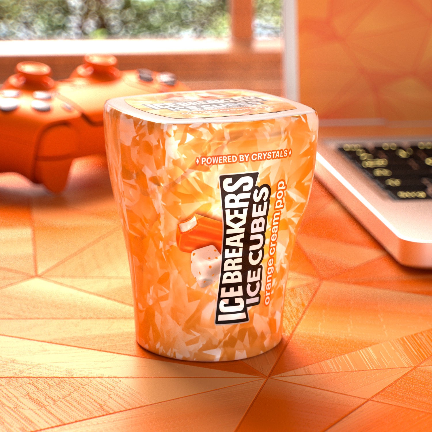 slide 9 of 10, Ice Breakers Ice Cubes Orange Cream Pop Flavored Sugar Free Chewing Gum Bottle, 3.24 oz (40 Pieces), 3.24 oz