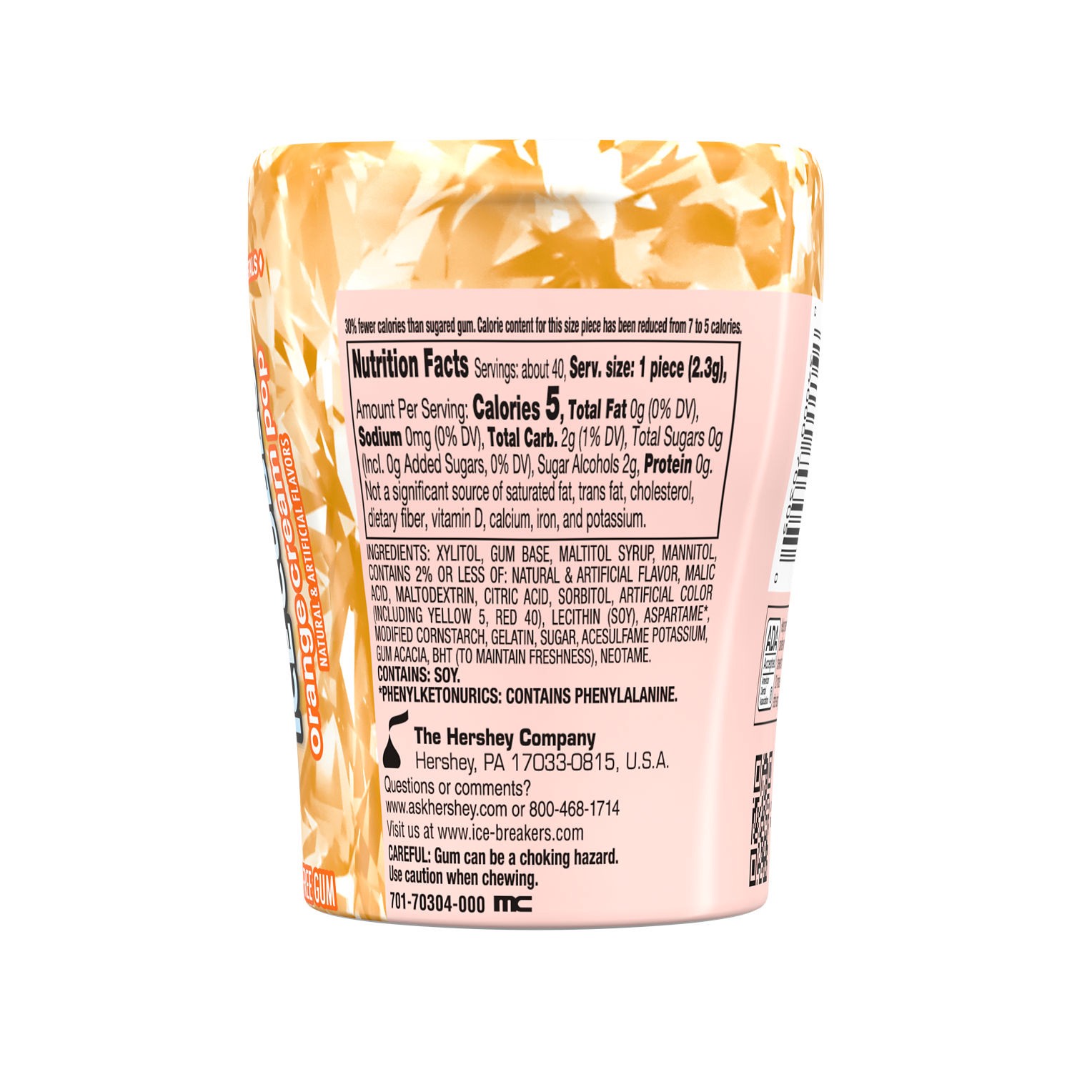 slide 2 of 10, Ice Breakers Ice Cubes Orange Cream Pop Flavored Sugar Free Chewing Gum Bottle, 3.24 oz (40 Pieces), 3.24 oz