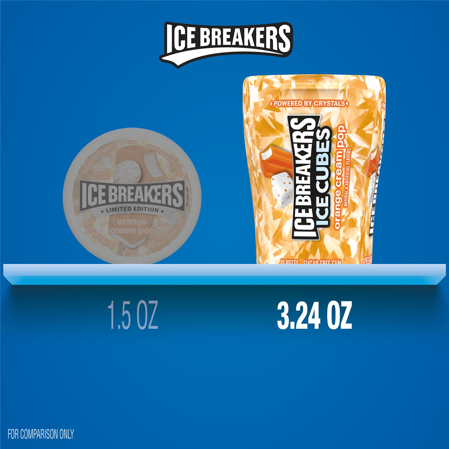 slide 3 of 10, Ice Breakers Ice Cubes Orange Cream Pop Flavored Sugar Free Chewing Gum Bottle, 3.24 oz (40 Pieces), 3.24 oz