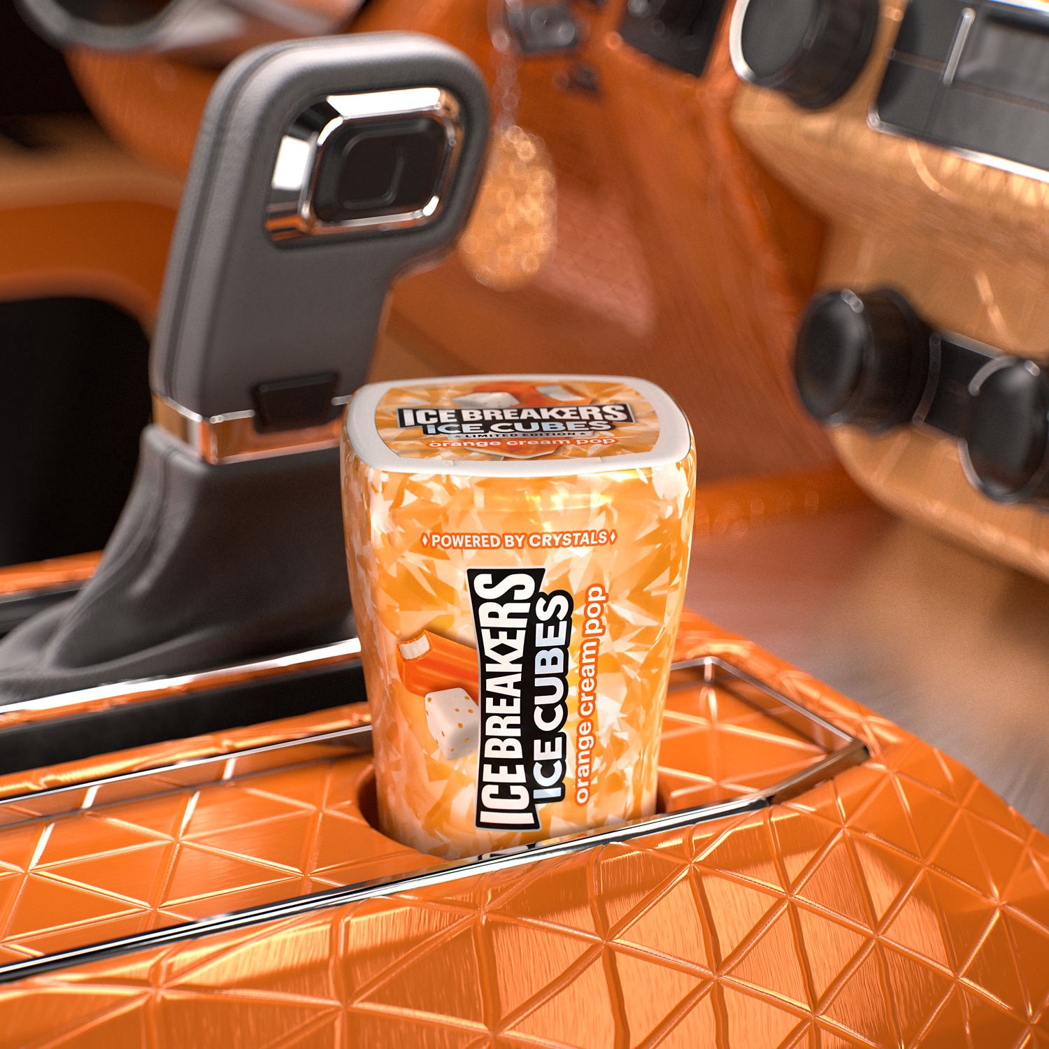 slide 8 of 10, Ice Breakers Ice Cubes Orange Cream Pop Flavored Sugar Free Chewing Gum Bottle, 3.24 oz (40 Pieces), 3.24 oz