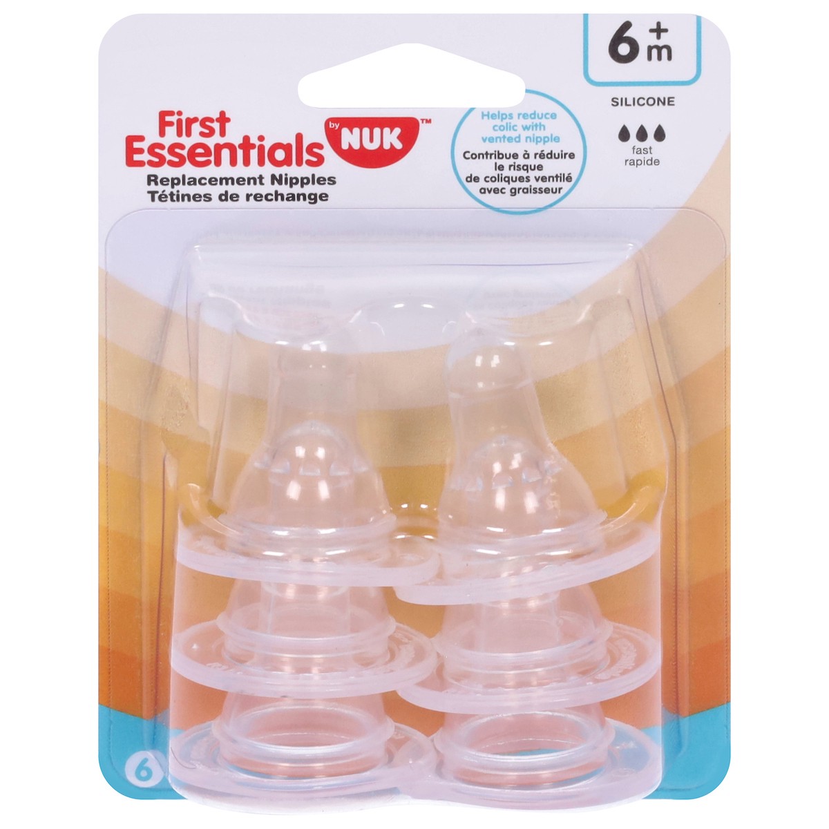 slide 1 of 9, First Essentials Fast Silicone Replacement Nipples 6 ea, 6 ct