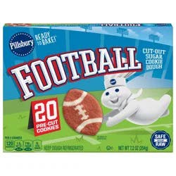 Pillsbury Ready to Bake! Football Cut-Out Sugar Cookie Dough, 20 Pre-Cut Cookies, 7.2 oz