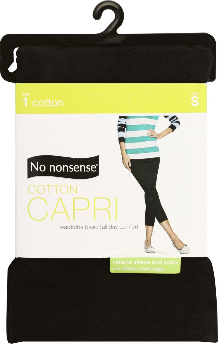 slide 2 of 2, No Nonsense Cotton Black Capri Leggings Small, 1 pair